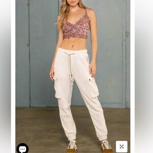 POL - Casual Cargo Joggers - Oatmeal - 100% COTTON Missing snap cover